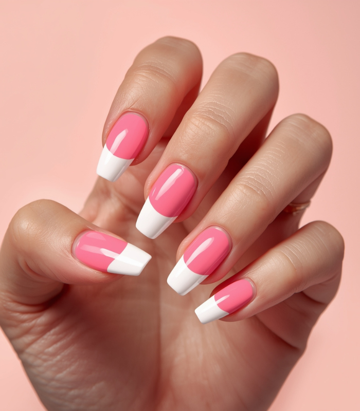 Solar Pink and White Nails: Elegant 2025 Salon Look